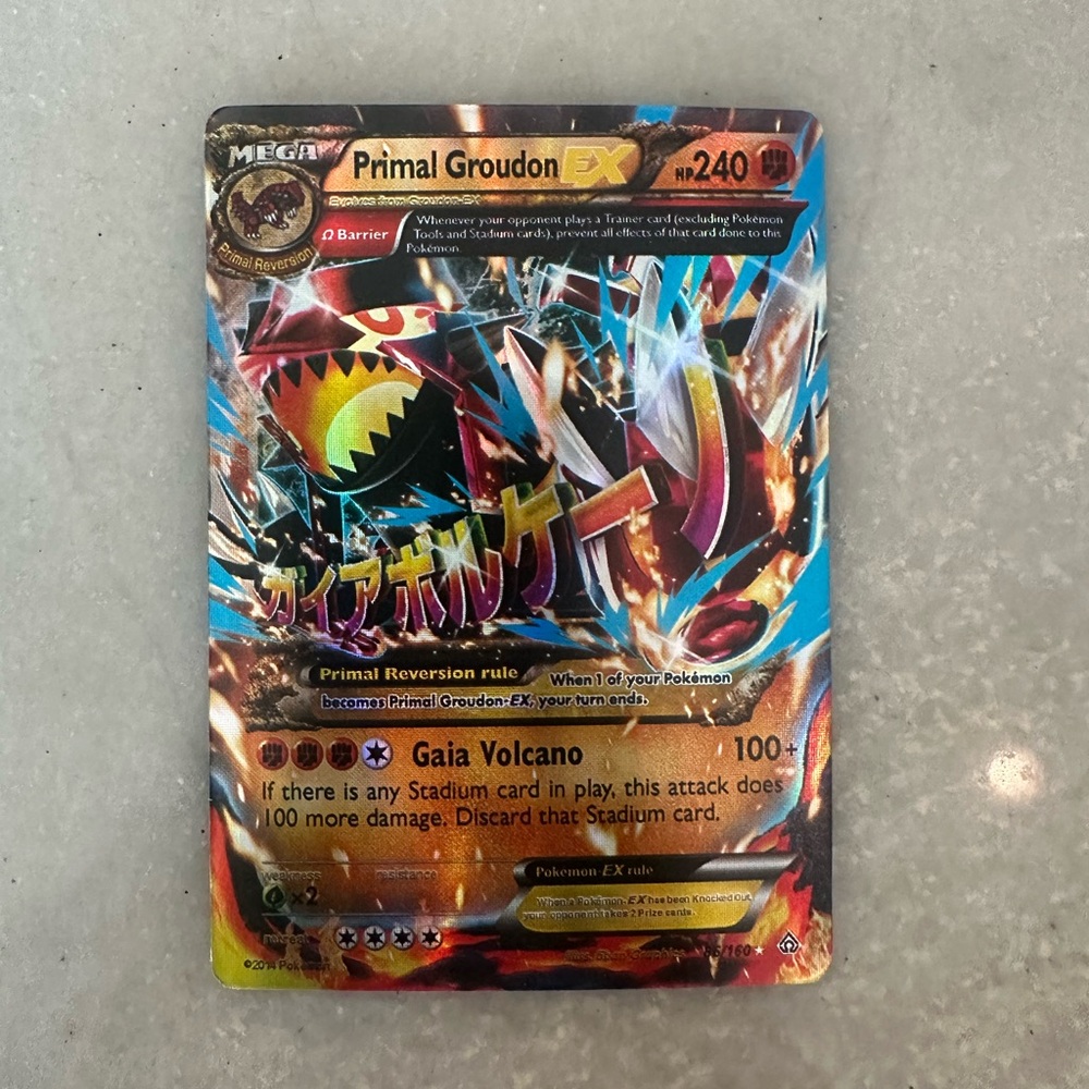 MEGA Primal Groudon EX Pokémon Card, HOLOGRAPHIC, RARE, GOOD CONDITION